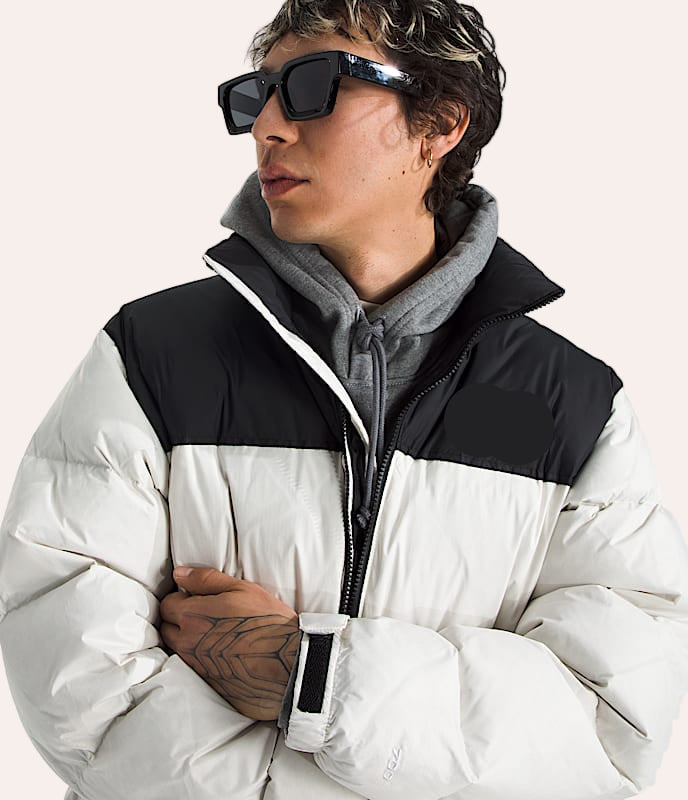 Dual Color Puffy Jacket with Hood