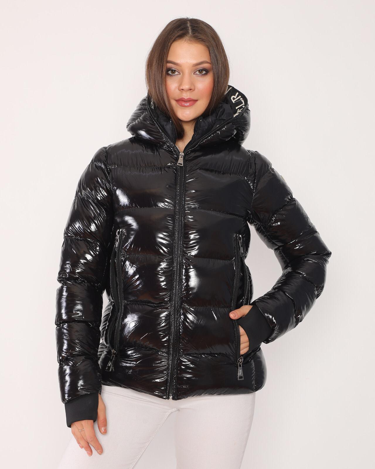 Glossy Puffy Hooded Short Down Jacket