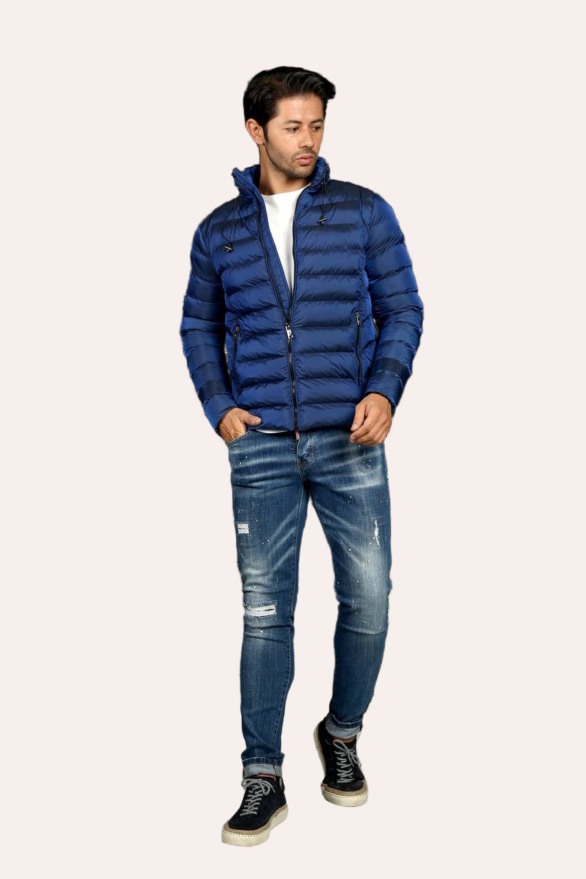 Lightweight Puffer Jacket with Hood Collar Zip Pocket