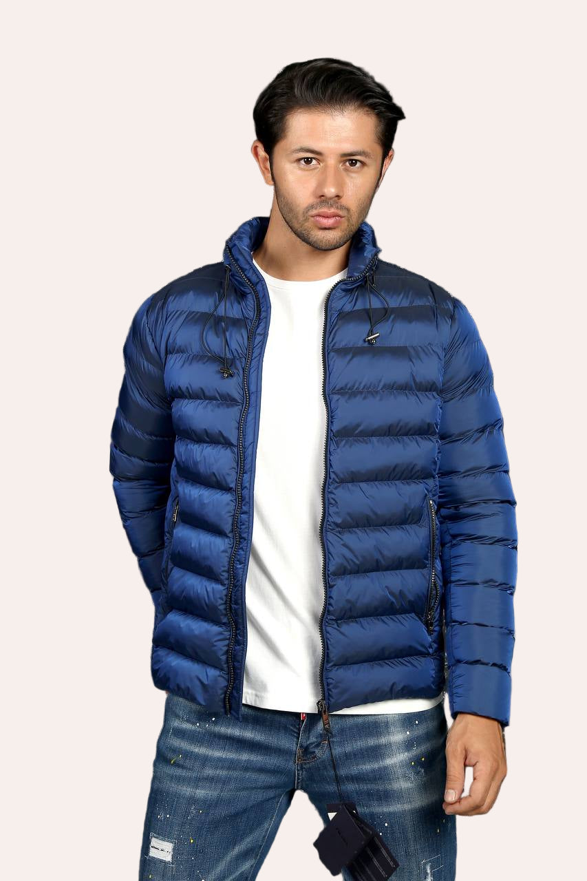 Lightweight Puffer Jacket with Hood Collar Zip Pocket