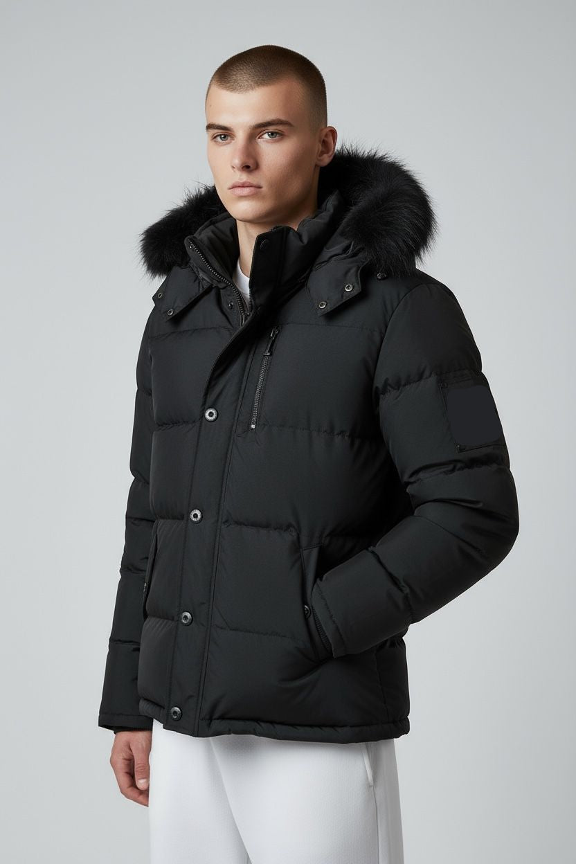 Men Fur Hooded Winter Jacket