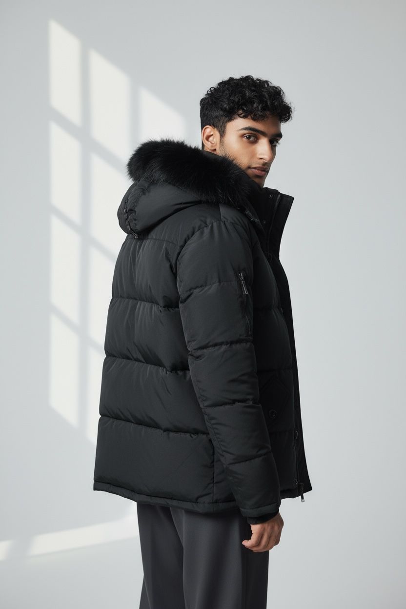 Men Fur Hooded Winter Jacket