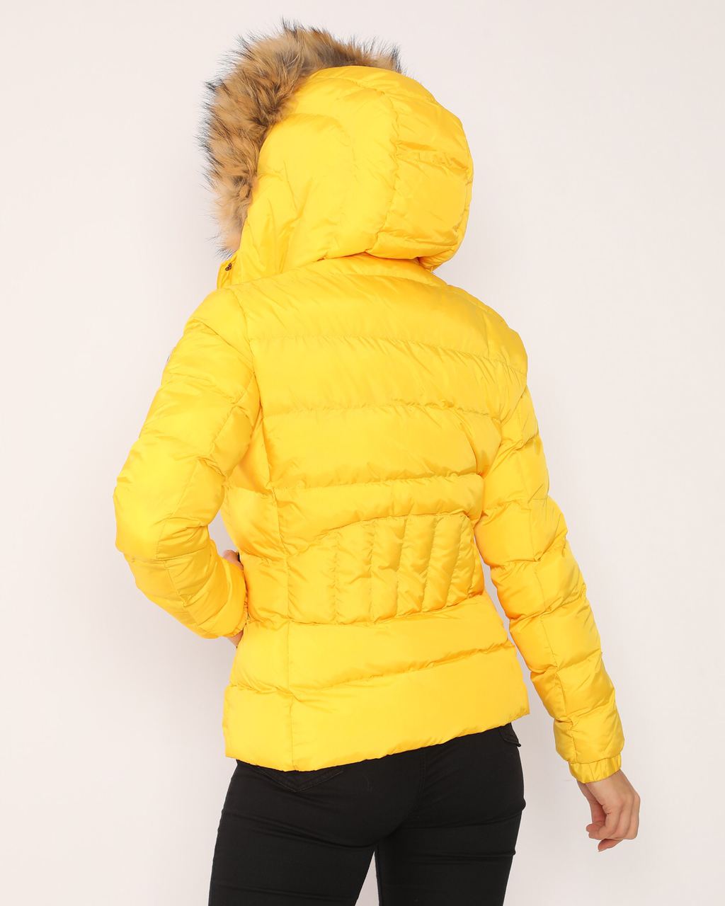 Puffy Hooded Fur-Trimmed Jacket